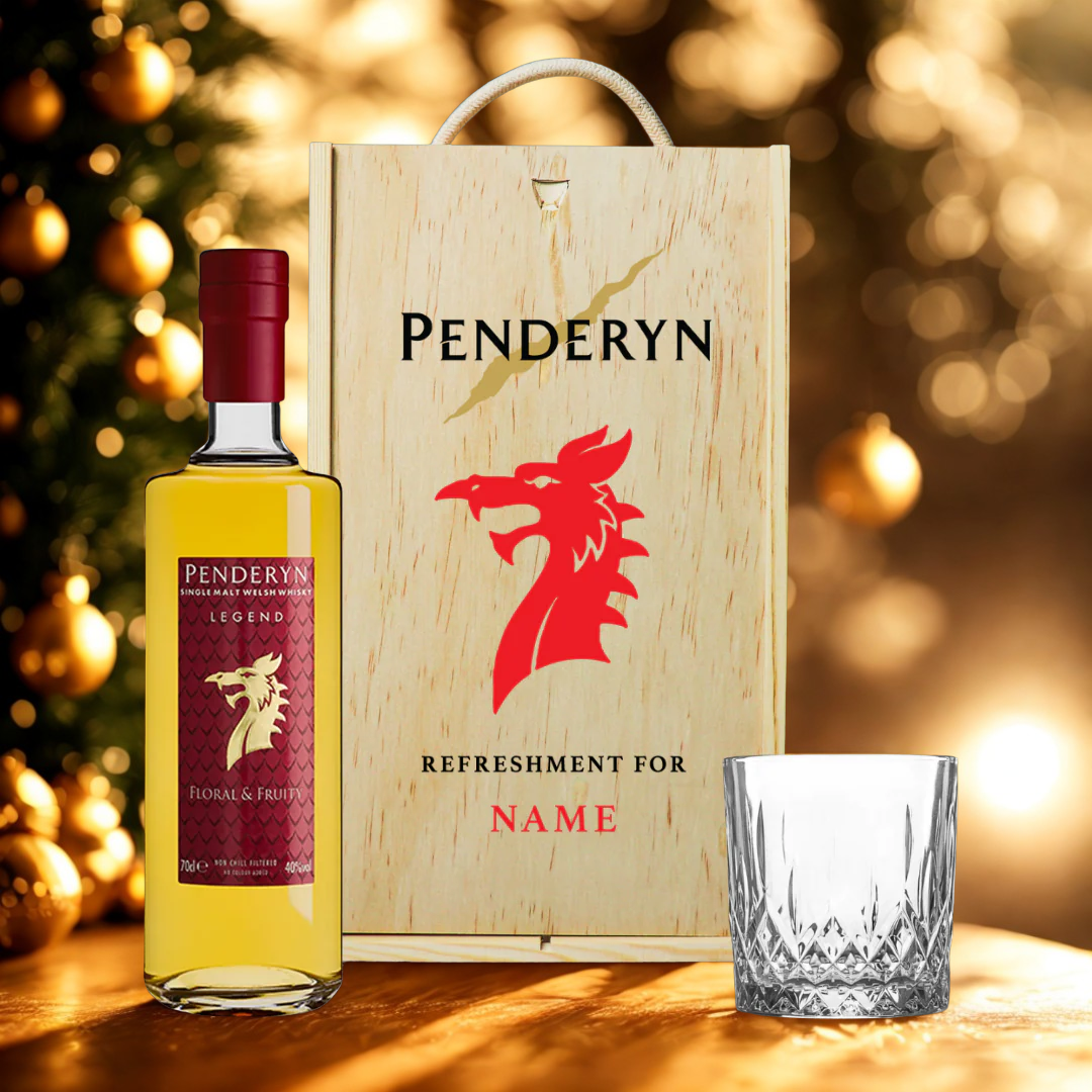 Personalised Penderyn Welsh Whisky Gift Set – 70cl Bottle (46% ABV)