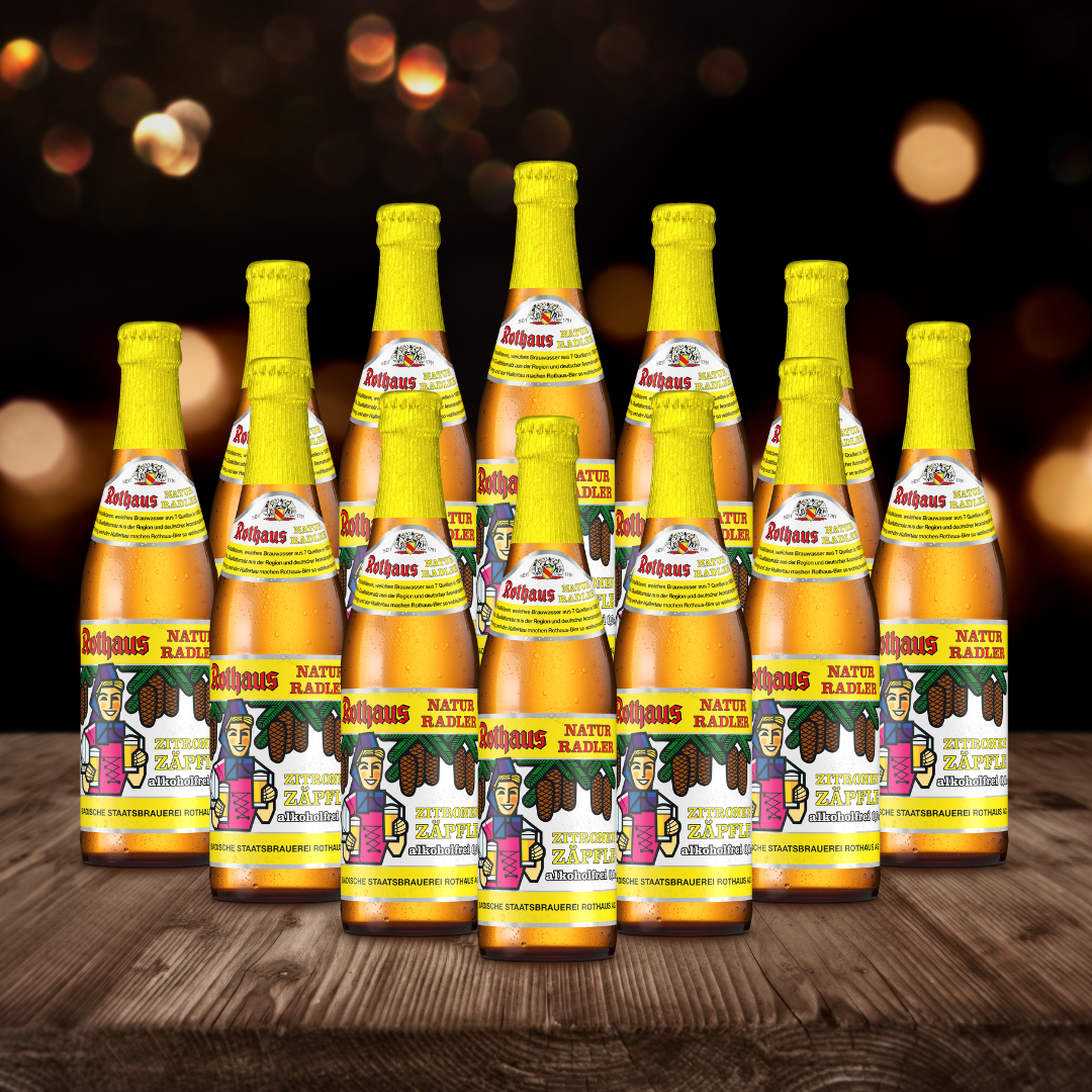 Rothaus Alcohol Free Lemon Natur Radler Zitronen Zapfle 330ml Bottles - 0.0% ABV (12 Pack)