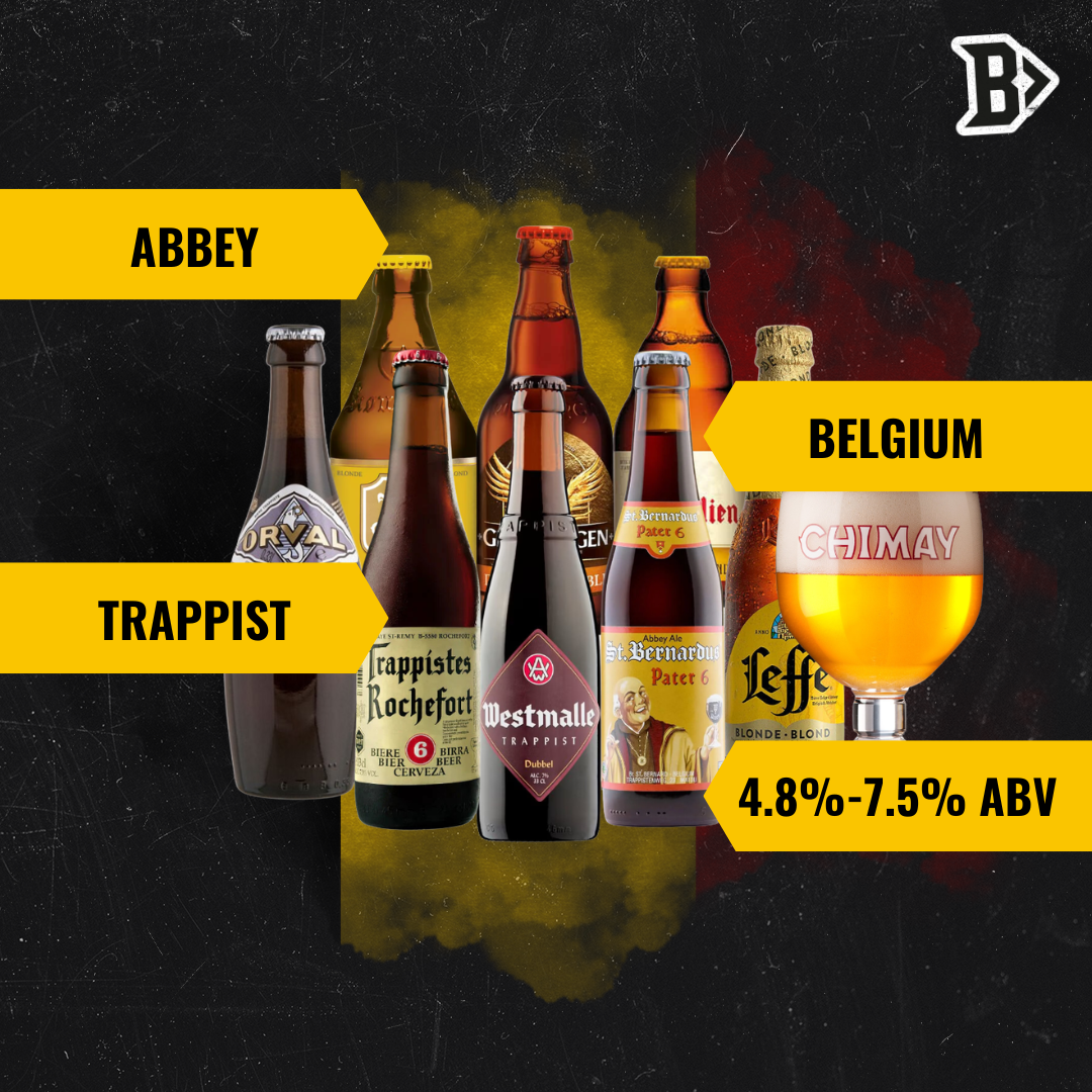 Trappist & Abbey Ales Mixed Beer Case With FREE CHIMAY GLASS (8 Pack)
