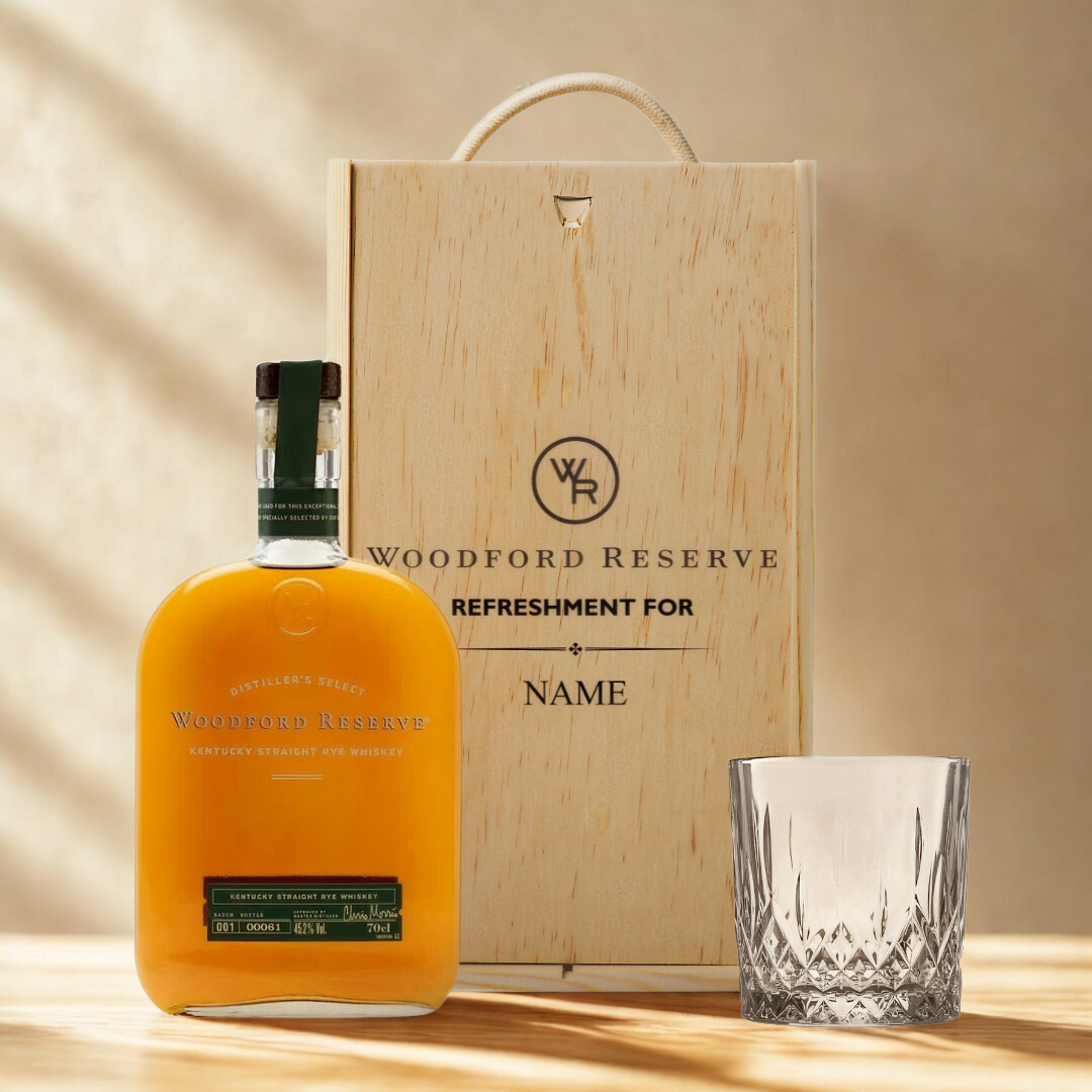 Personalised Woodford Reserve Kentucky Straight Bourbon Whiskey Gift Set with Glass - 70cl (45.2%)