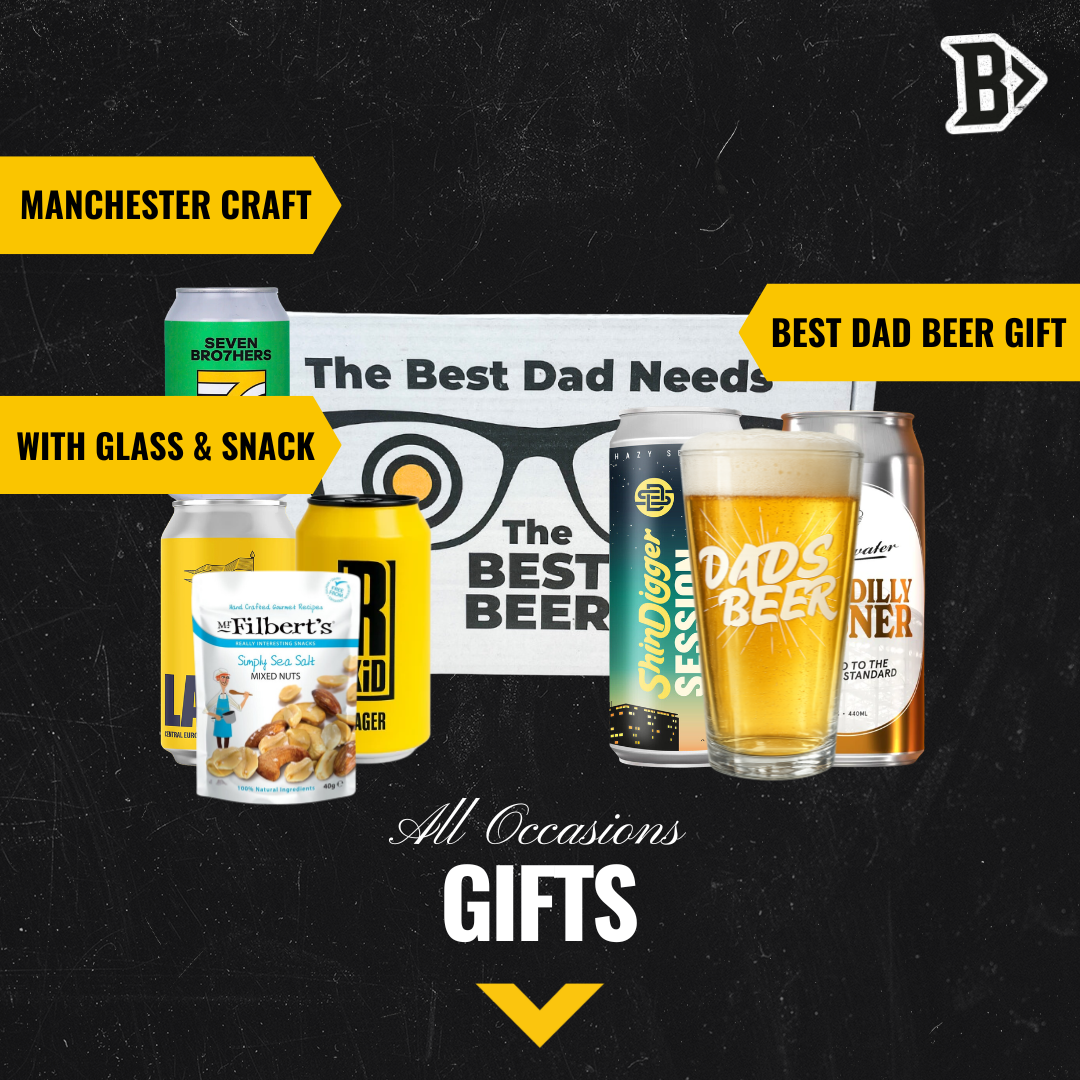 Manchester Craft Beer “Best Dad” Gift Pack (5 Cans) with Dad’s Beer Glass