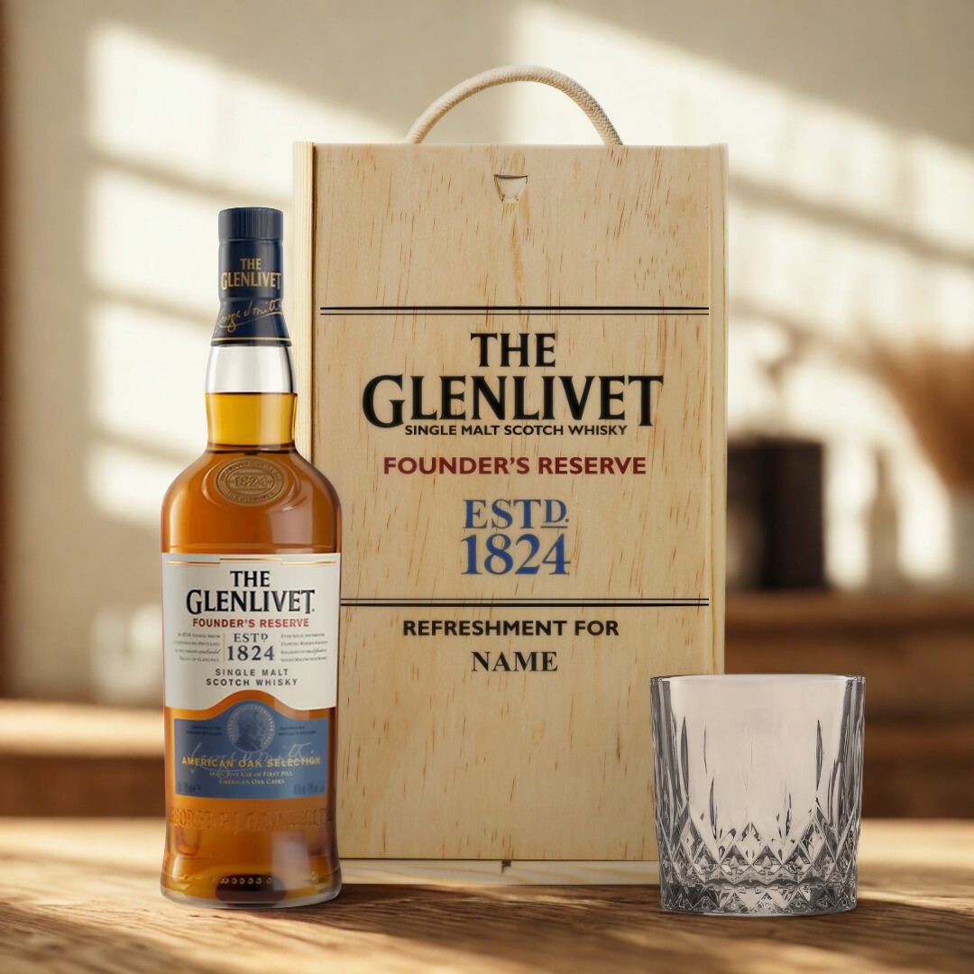 Personalised Glenlivet 1824 - Founders Reserve Whiskey Gift Set with Glass - 70cl (40%)