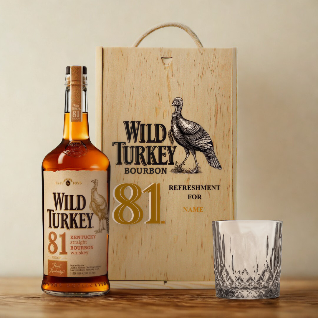 Personalised Wild Turkey 81 - Kentucky straight bourbon Gift Set with Glass - 70cl (40.5%)