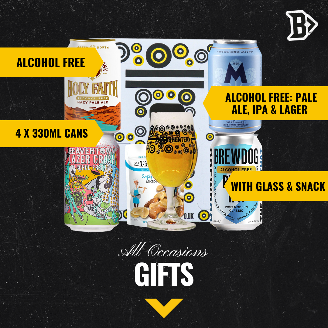 Alcohol Free Craft Beer 4 Can Gift Set with Branded Glass
