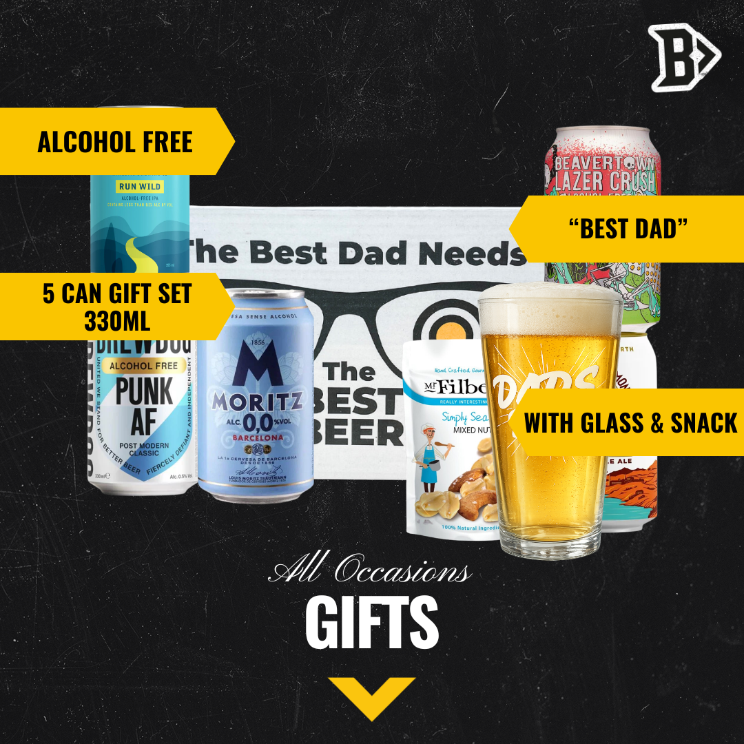 Alcohol-Free “Best Dad” Gift Pack (5 x 330ml) with Dad’s Beer Glass
