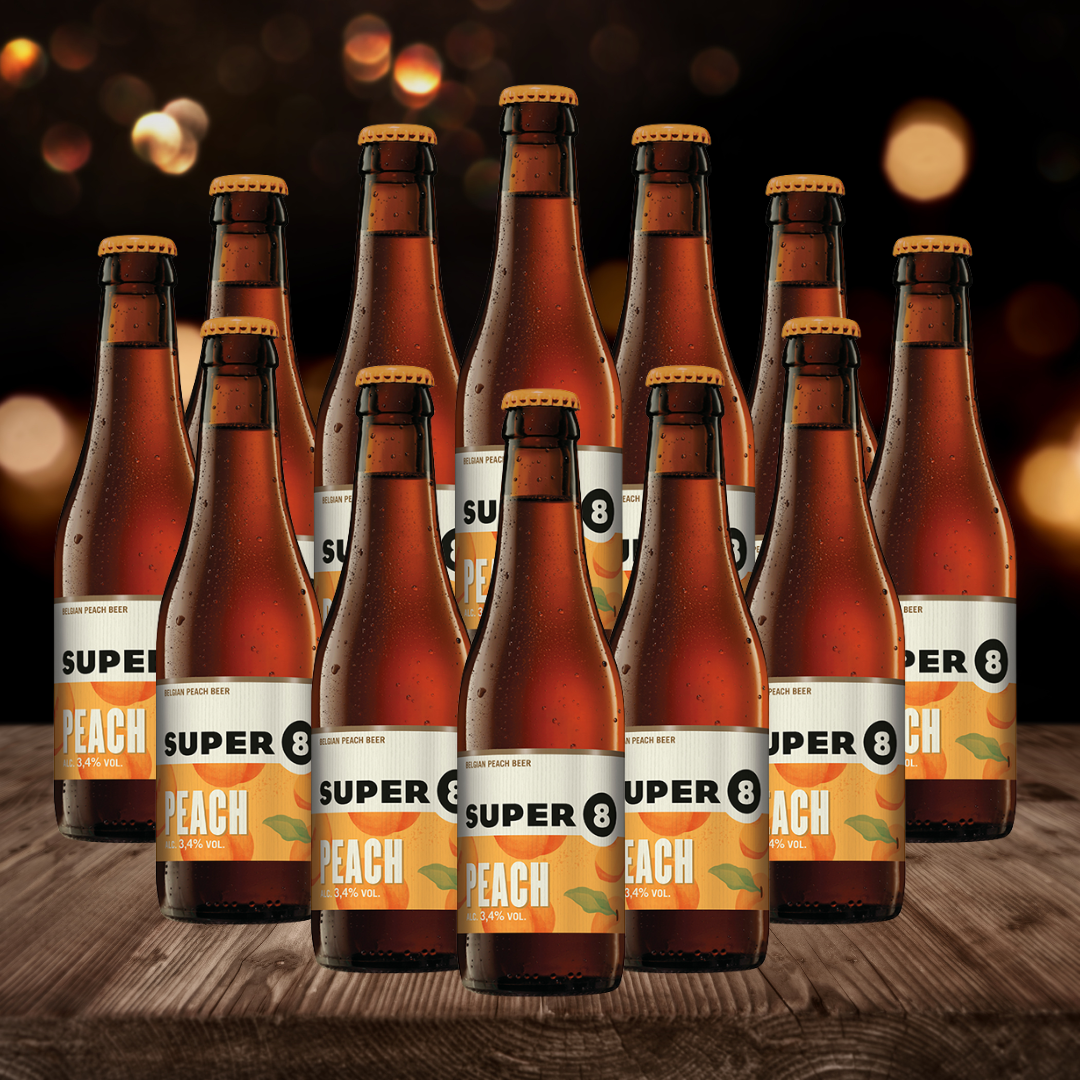 Haacht Super 8 Belgian Peach Beer 330ml Bottles - 3.7% ABV (12 Pack)