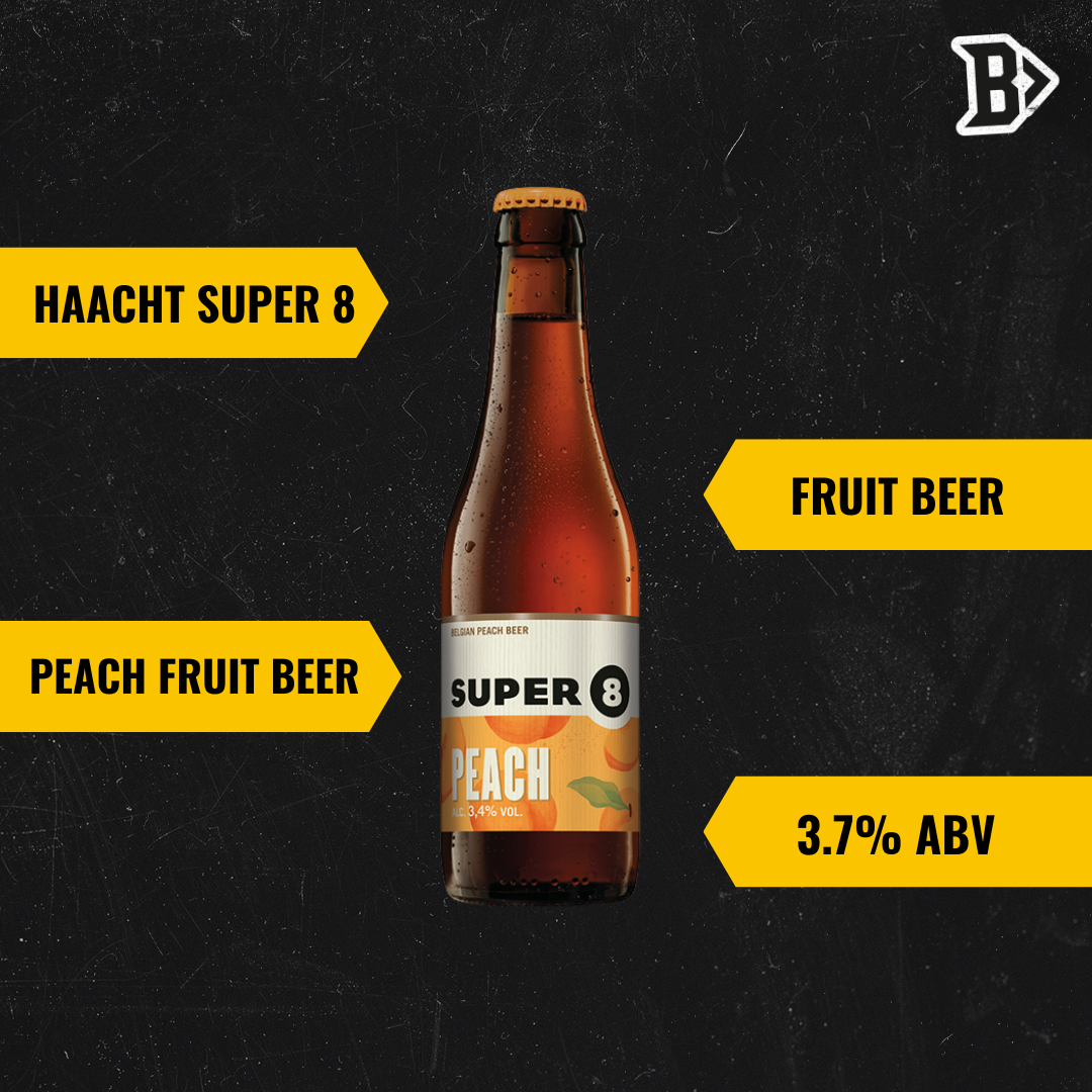 Haacht Super 8 Belgian Peach Beer 330ml Bottles - 3.7% ABV (12 Pack)