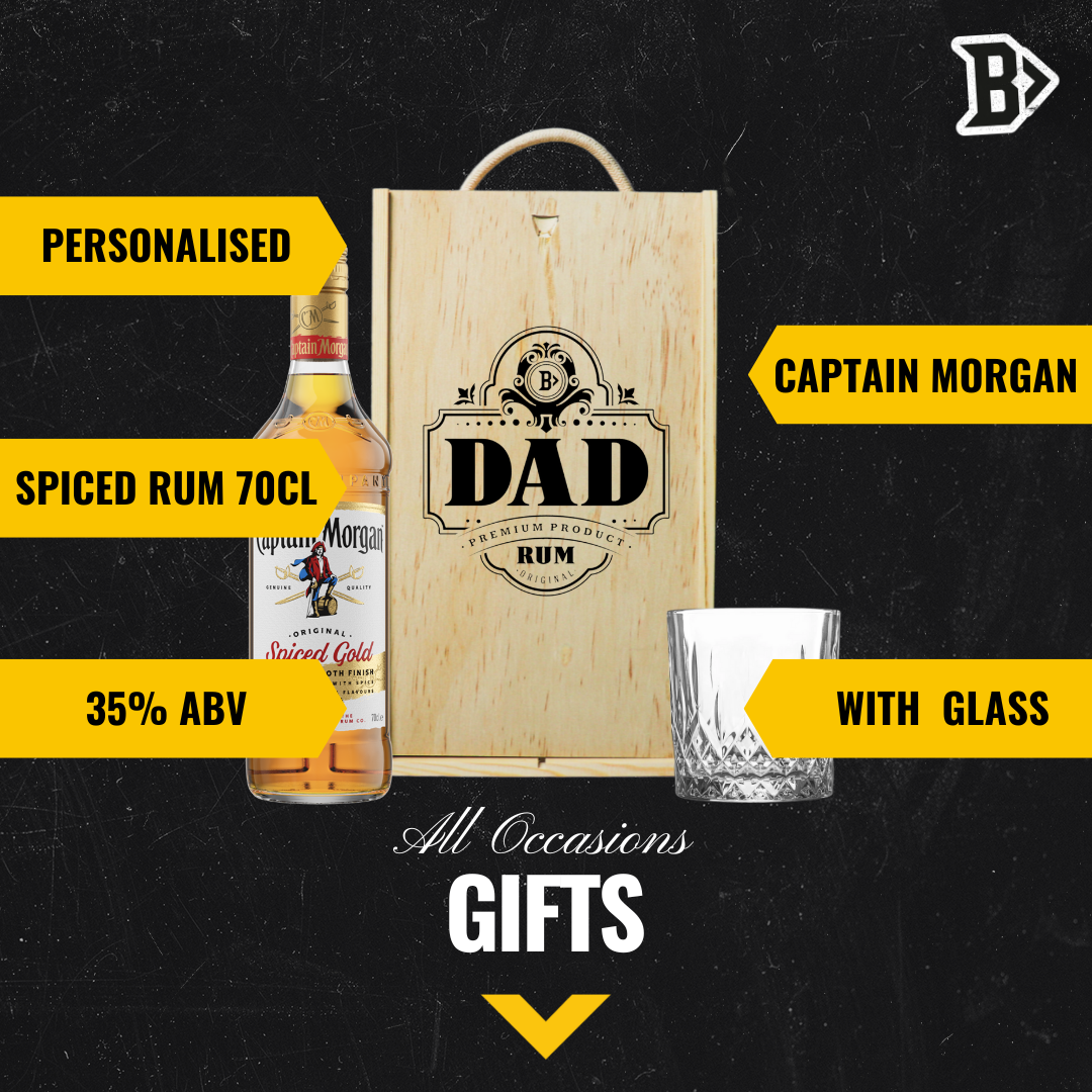 Best Dad Captain Morgans Spiced Rum Gift Set with Glass - 70cl