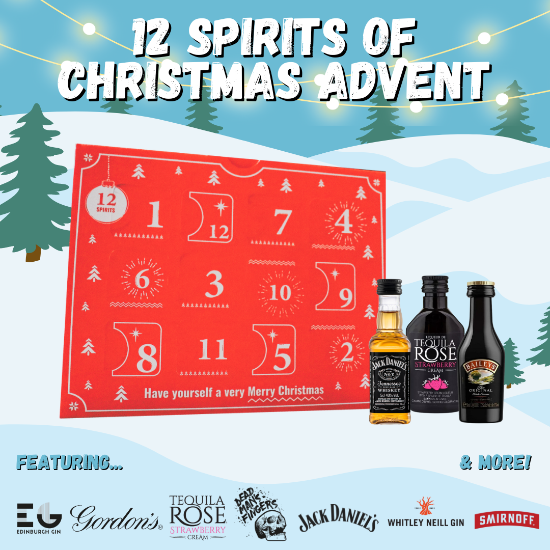 12 Spirits of Christmas Advent Calendar 2024 - With Rum, Gin, Whiskey, Vodka &amp; Tequila (12 x 5cl) - BEERHUNTER
