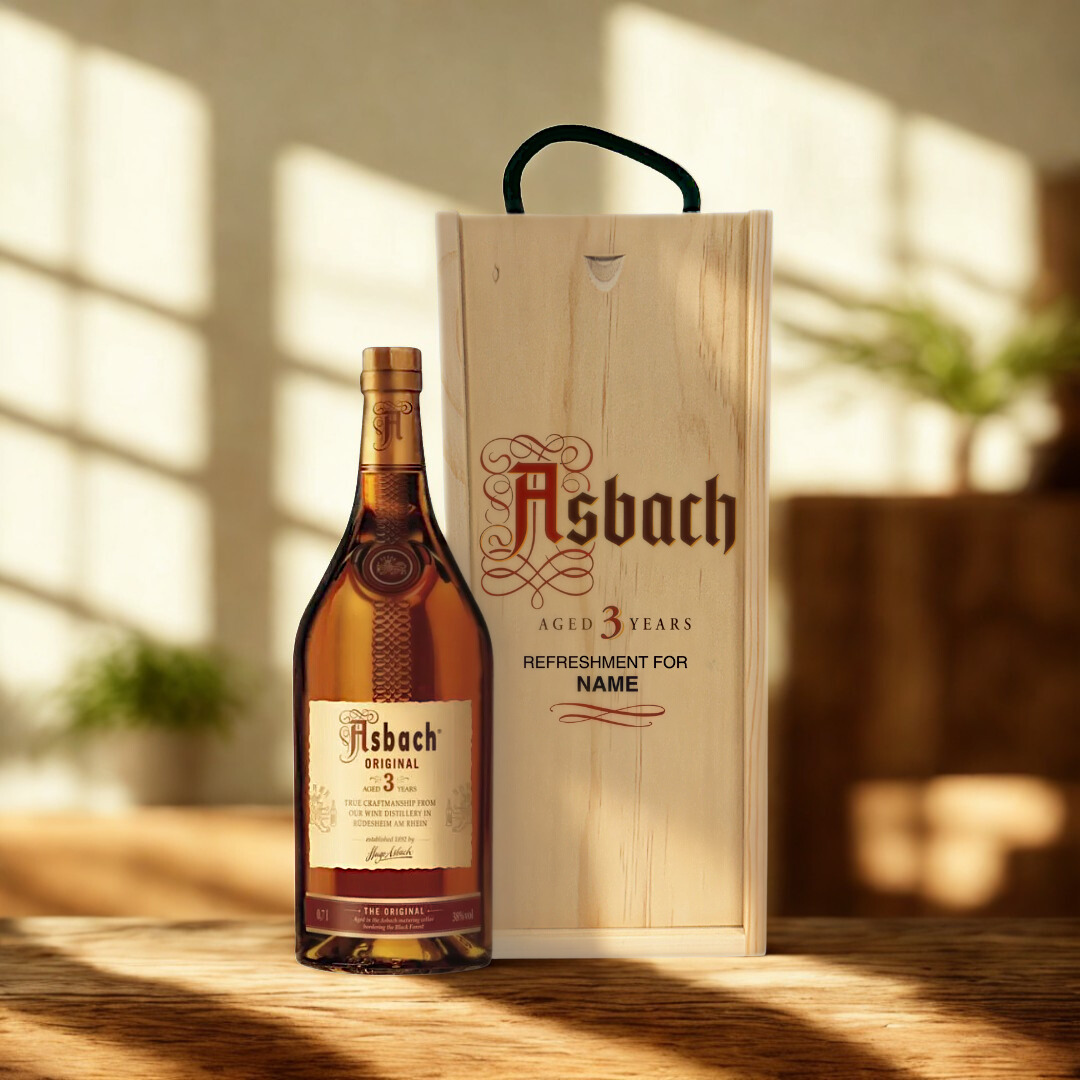 Personalised Asbach 3 Year Old Brandy Gift Set - 70cl (38% ABV)