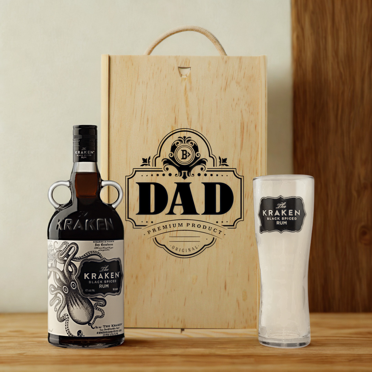 Best Dad Kraken Spiced Rum Gift Set with Kraken Glass - 35cl
