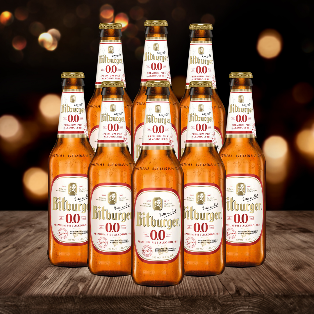 Bitburger Drive Alcohol Free German Pilsner 330ml Bottles – 0.0% ABV (Multipack)