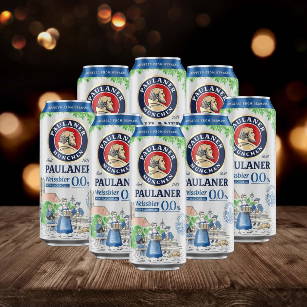 Paulaner Alcohol-Free Weissbier 500ml Cans – Premium German Wheat Beer | Non-Alcoholic Hefeweizen | Refreshing Bavarian Beer 0.0% ABV (Multipack)