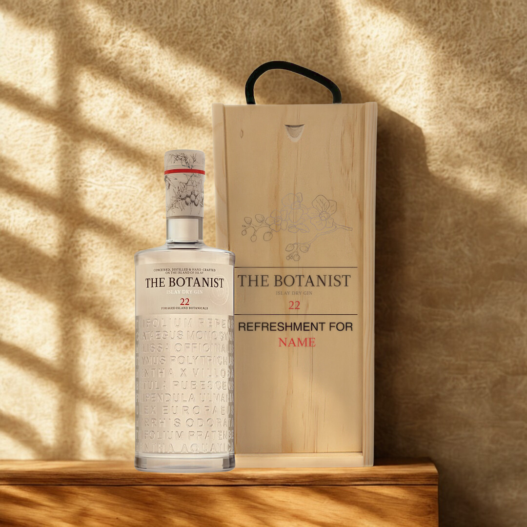 Personalised The Botanist Gin in Wooden Box Gift Set 70cl - (46% ABV)