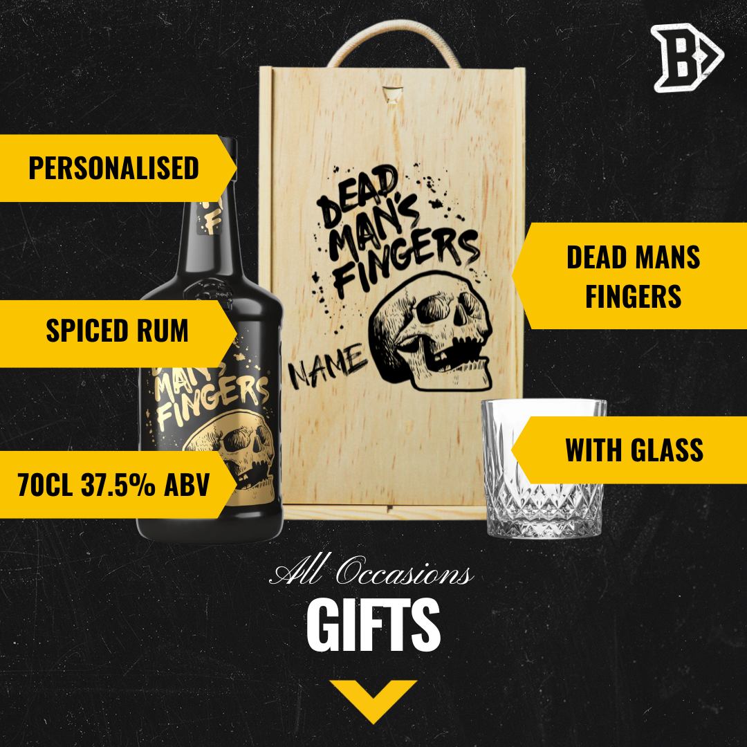 Personalised Dead Man's Fingers Spiced Rum Gift Set with Glass - 70cl
