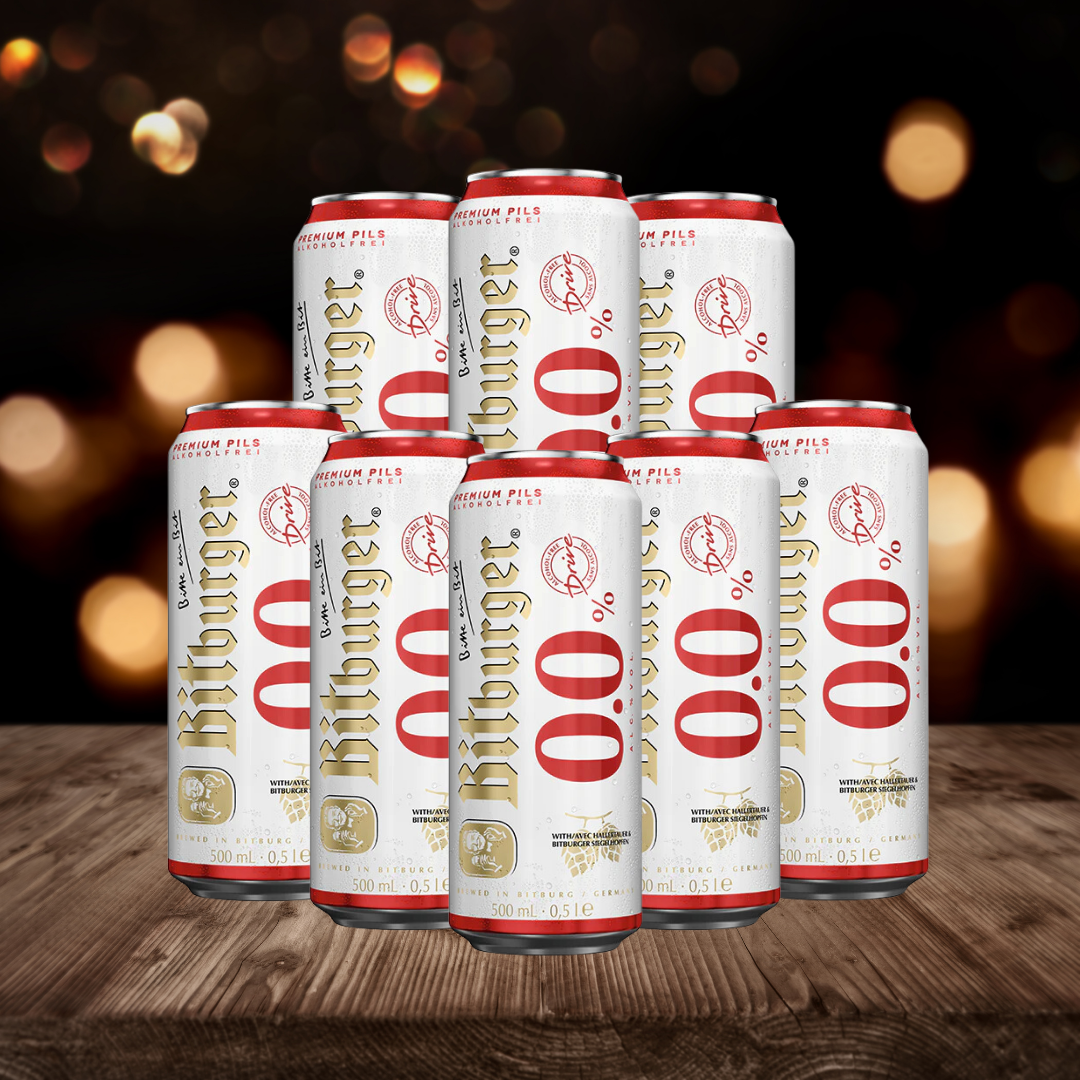 Bitburger Drive Alcohol Free German Pilsner 500ml Cans WITH FREE SUNGLASSES - 0.0% ABV (Multipack)