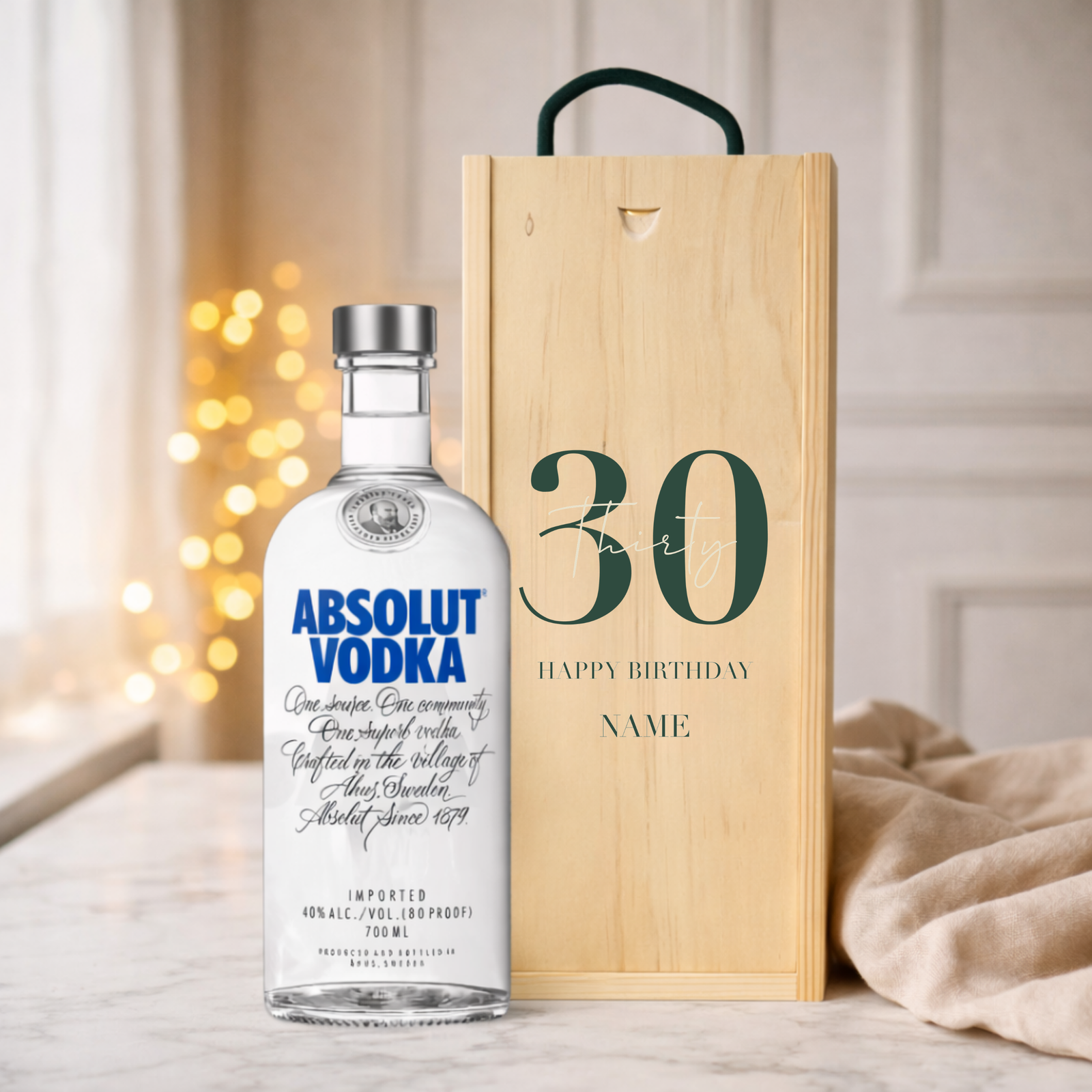 Personalised 30th Birthday Vodka Gift Set – with Personalised Lid