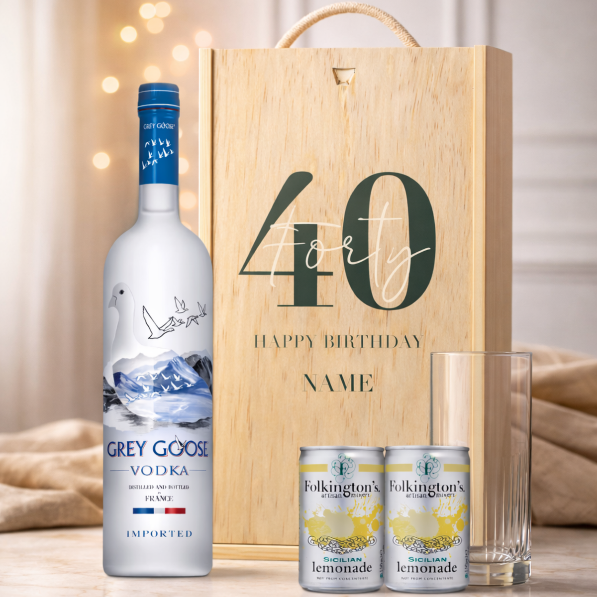 Personalised 40th Birthday Vodka Gift Set – 70cl with Personalised Lid