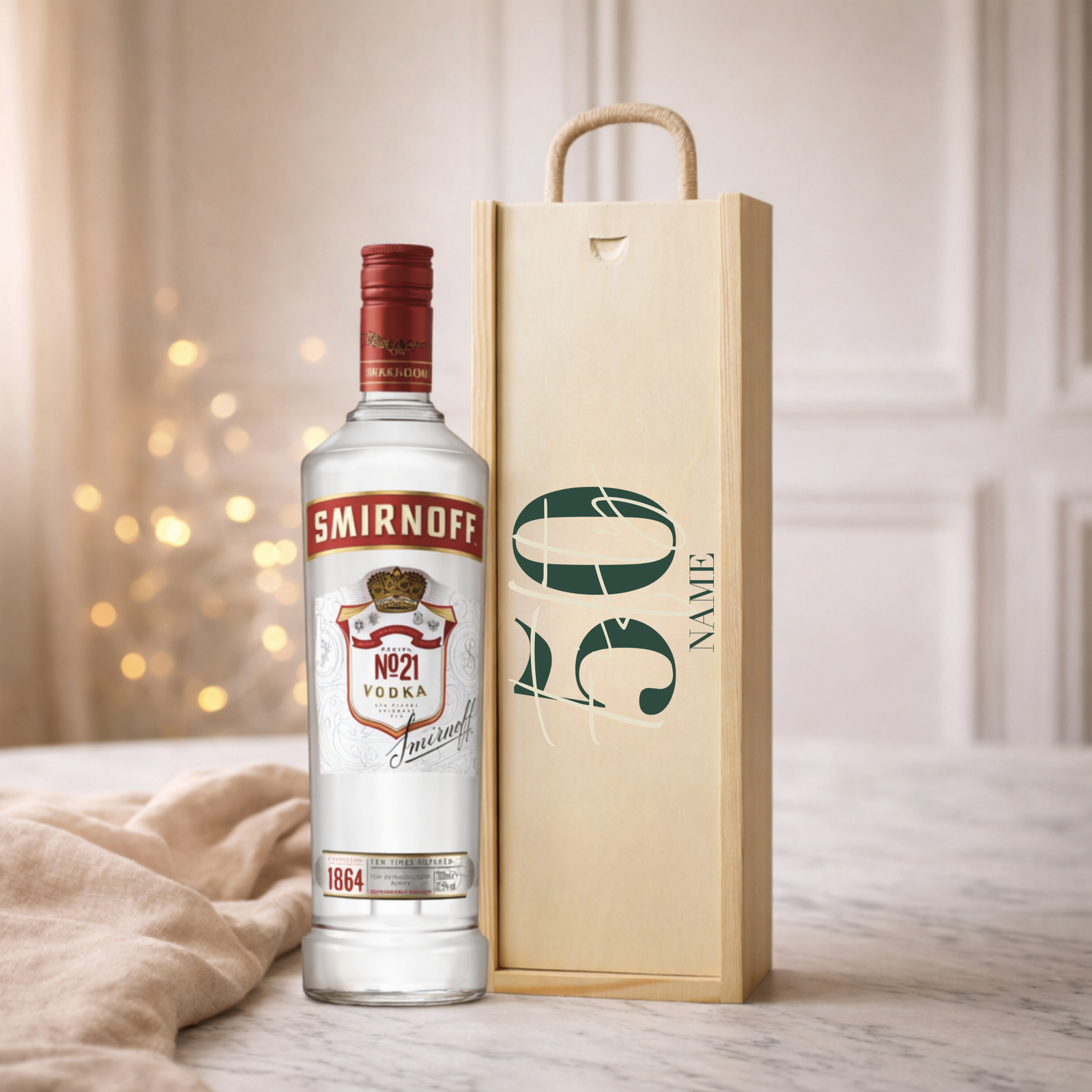 Personalised 50th Birthday Vodka Gift Set – 70cl with Personalised Lid