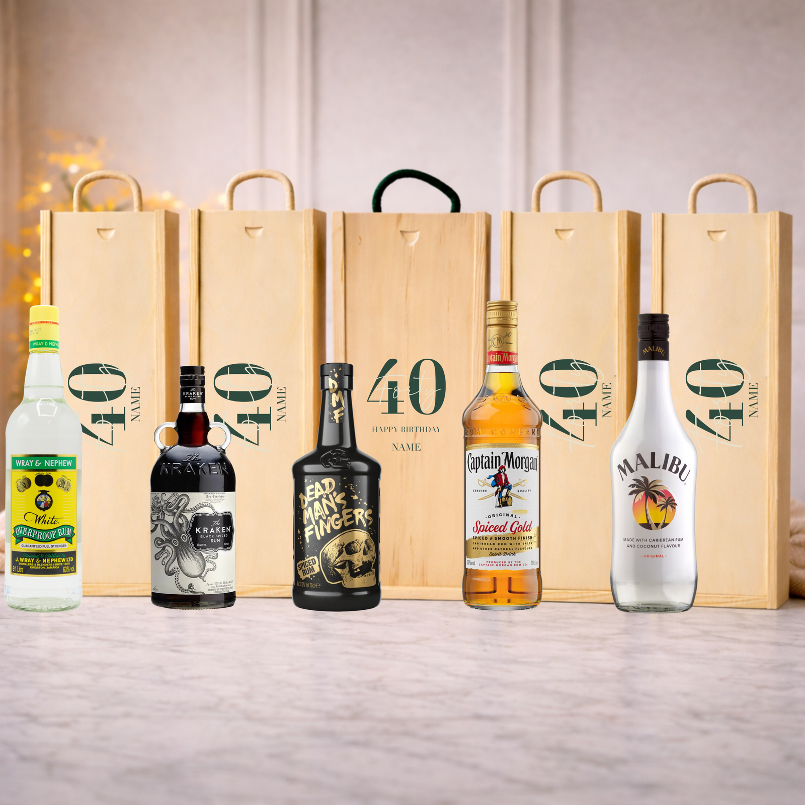 Personalised 40th Birthday Rum Gift Set – Rum with Personalised Lid