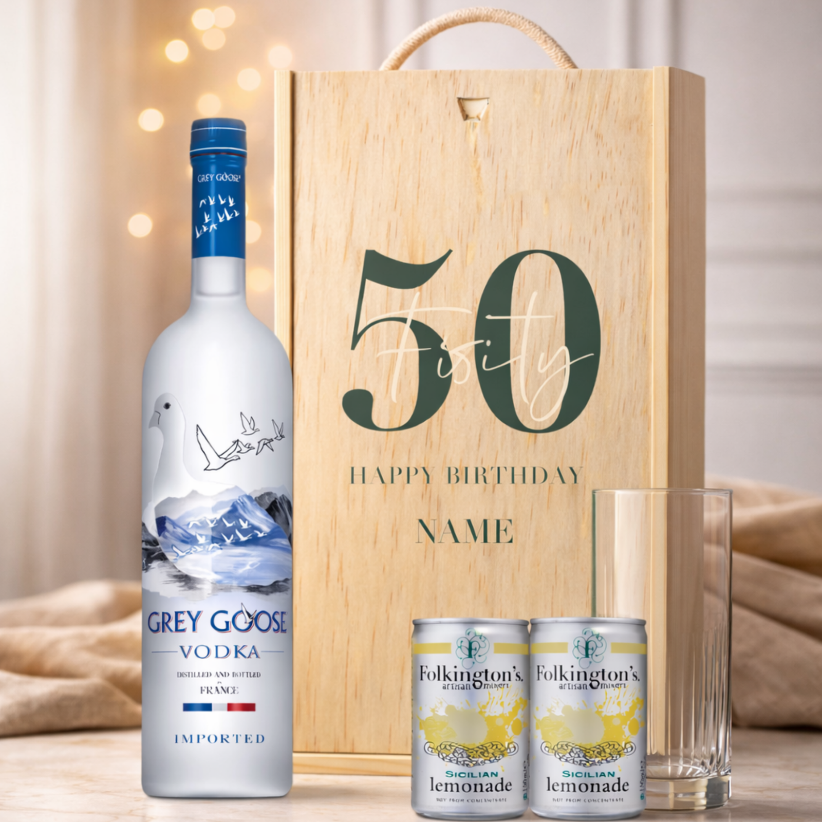 Personalised 50th Birthday Vodka Gift Set – 70cl with Personalised Lid