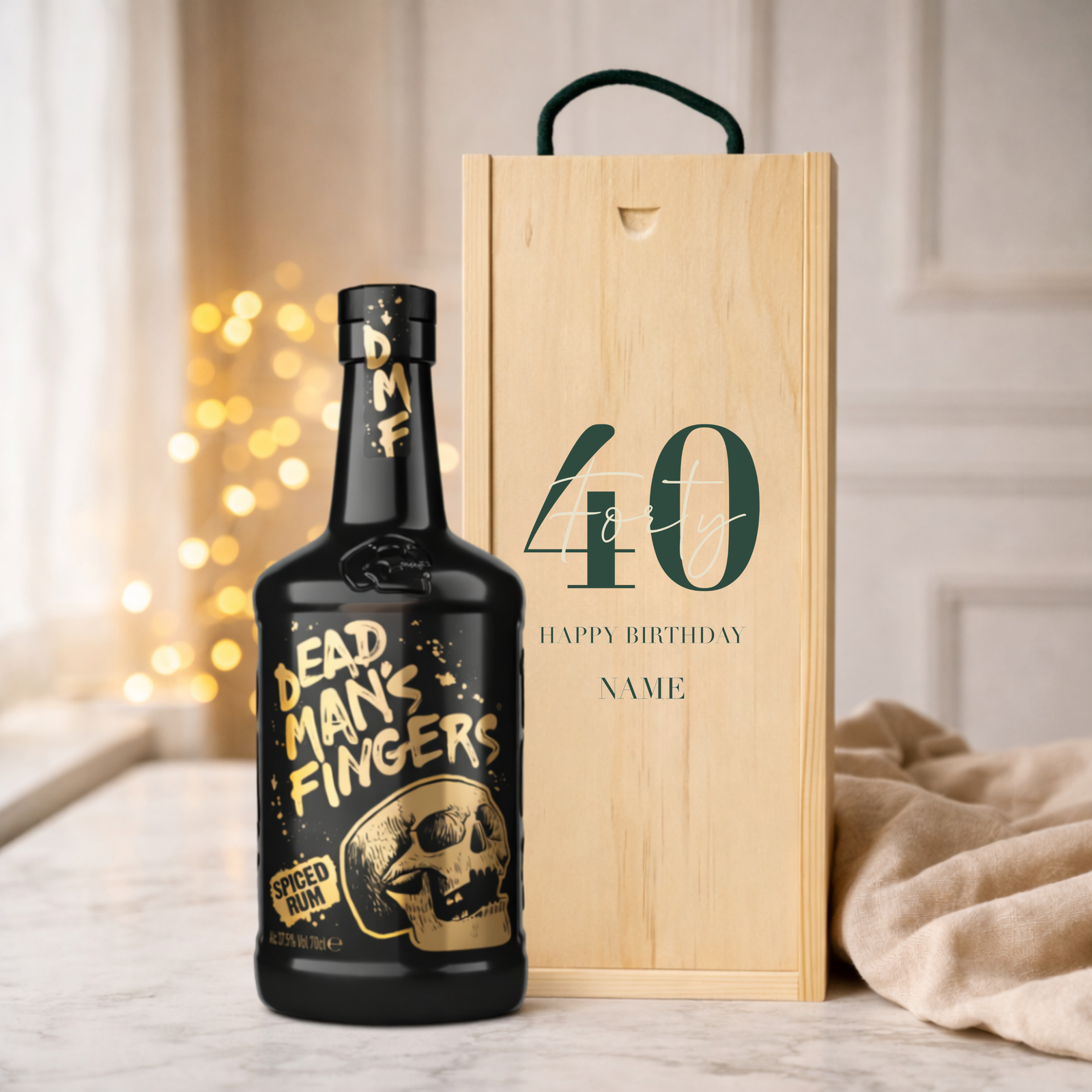 Personalised 40th Birthday Rum Gift Set – Rum with Personalised Lid