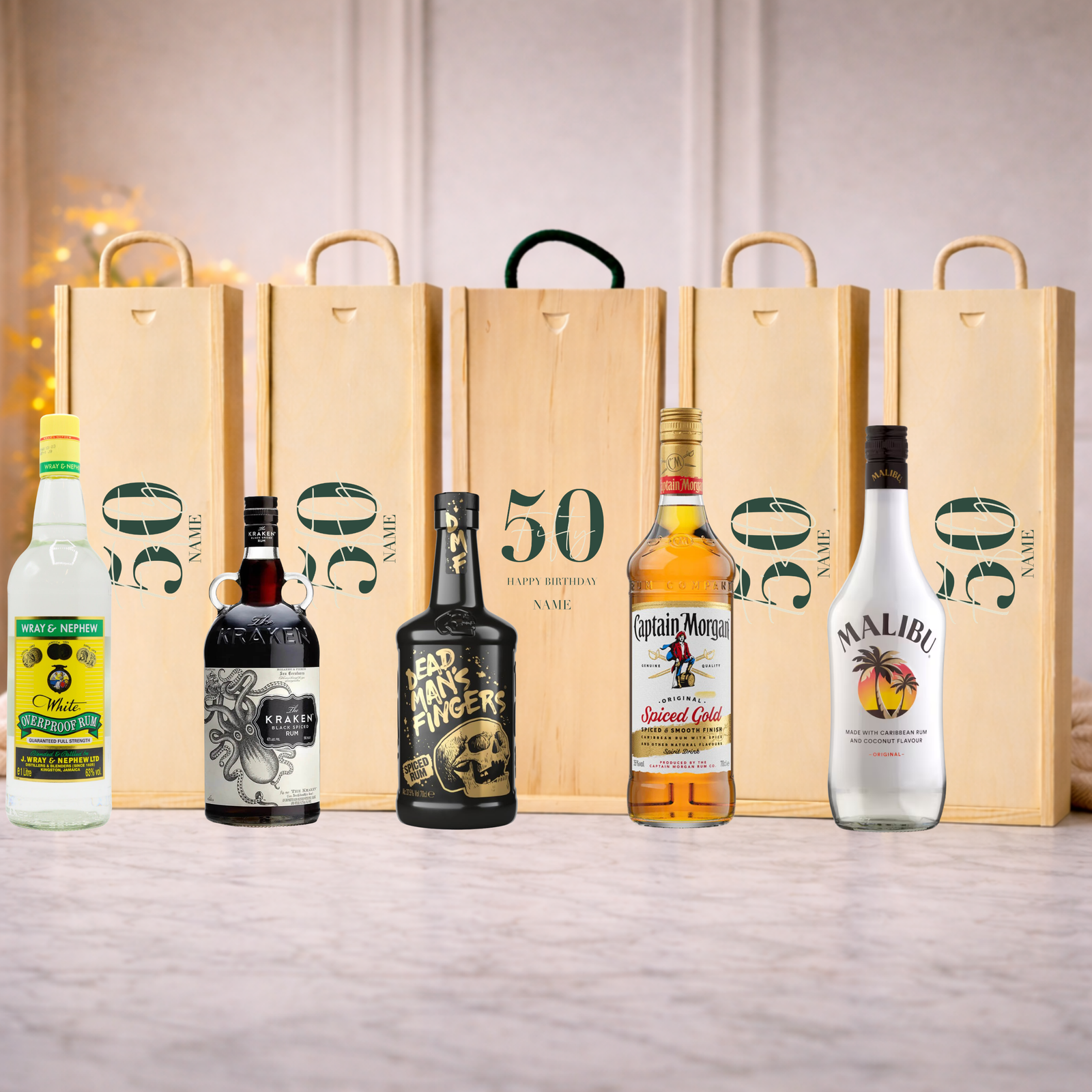 Personalised 50th Birthday Rum Gift Set – Rum with Personalised Lid
