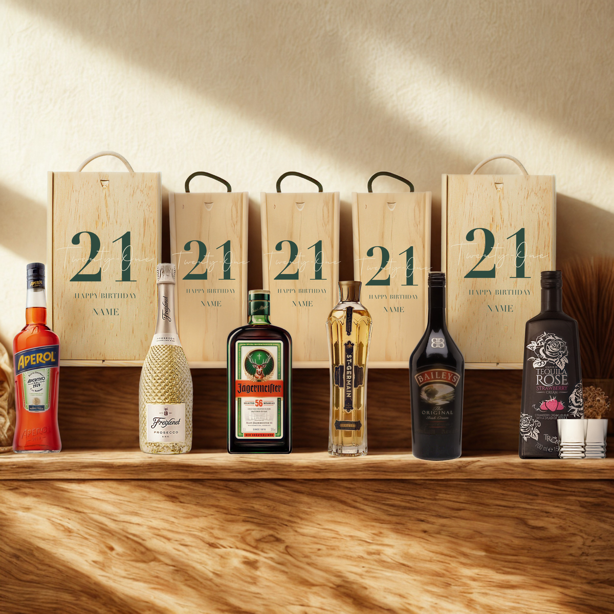 Personalised 21st Birthday Aperitif Gift Set – Premium Spirits Selection with Personalised Lid