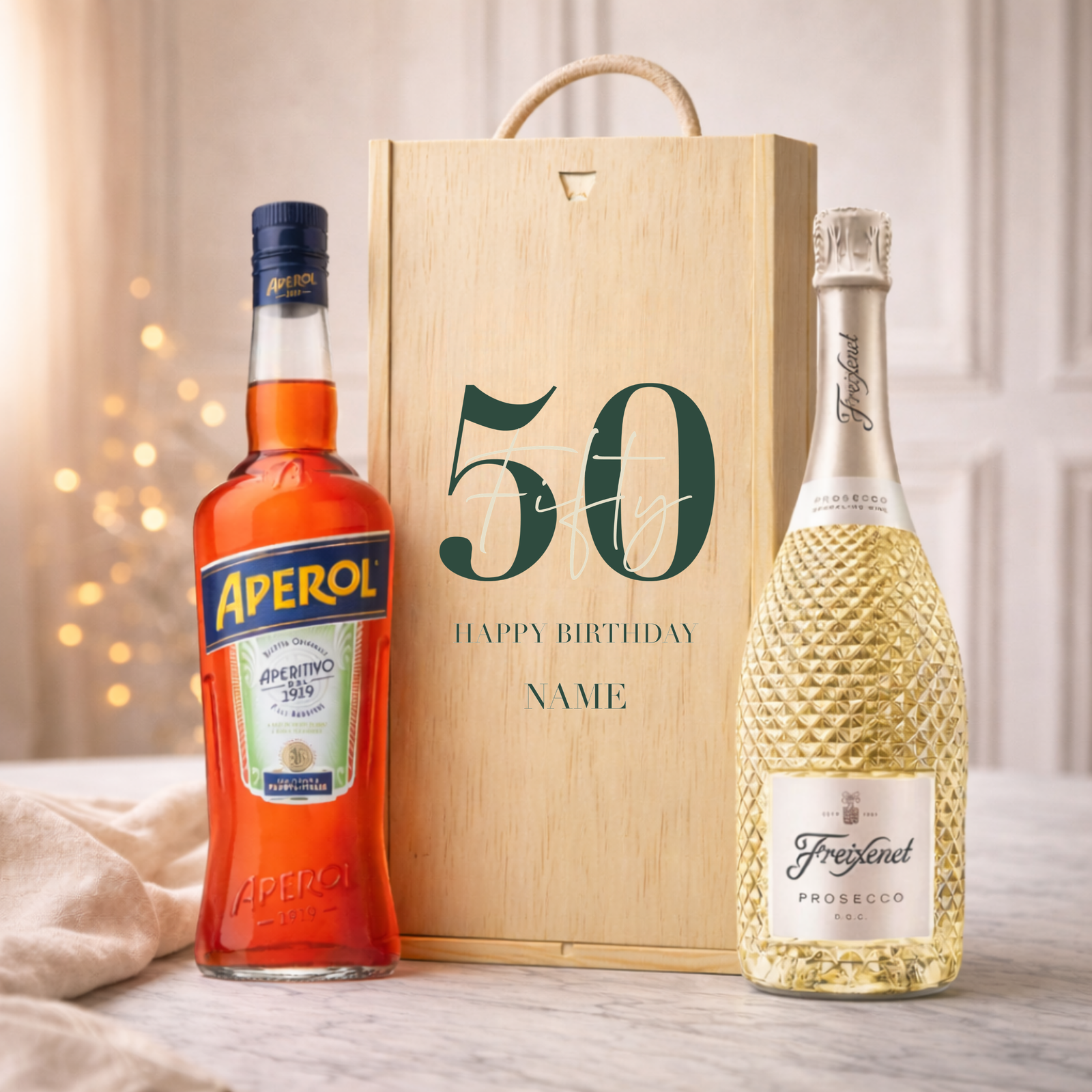 Personalised 50th Birthday Aperitif Gift Set – Premium Spirits Selection with Personalised Lid