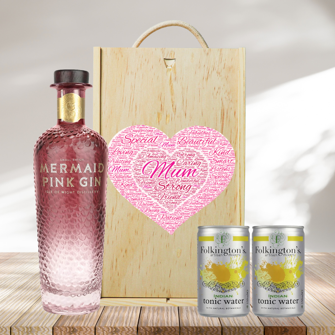 Mum Mermaid Pink Gin Gift Set with Folkington's Tonics (70cl)