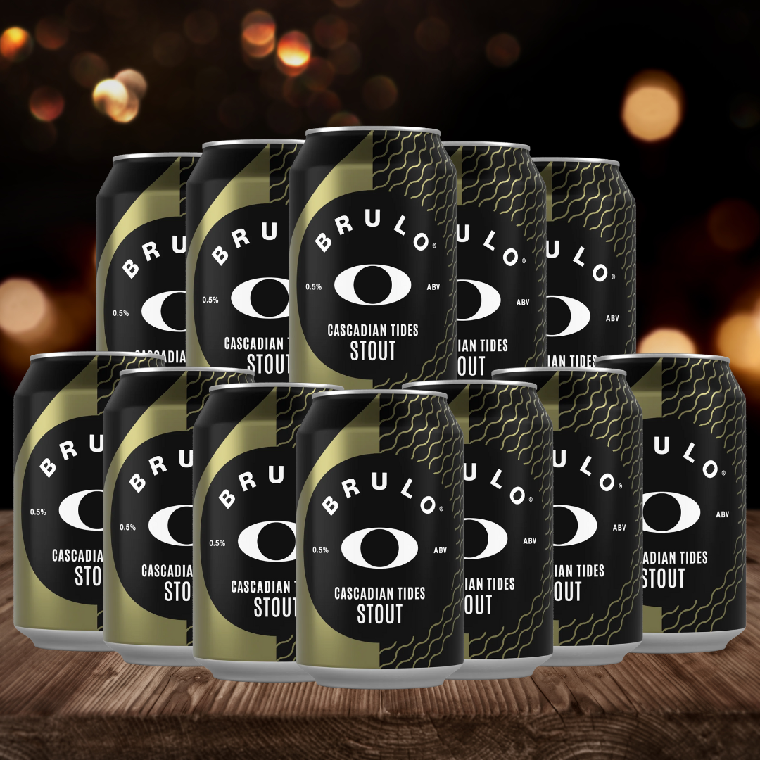 Brulo CASCADIAN TIDES British Alcohol Free Stout 330ml Cans – ABV 0.0% (12 Pack)