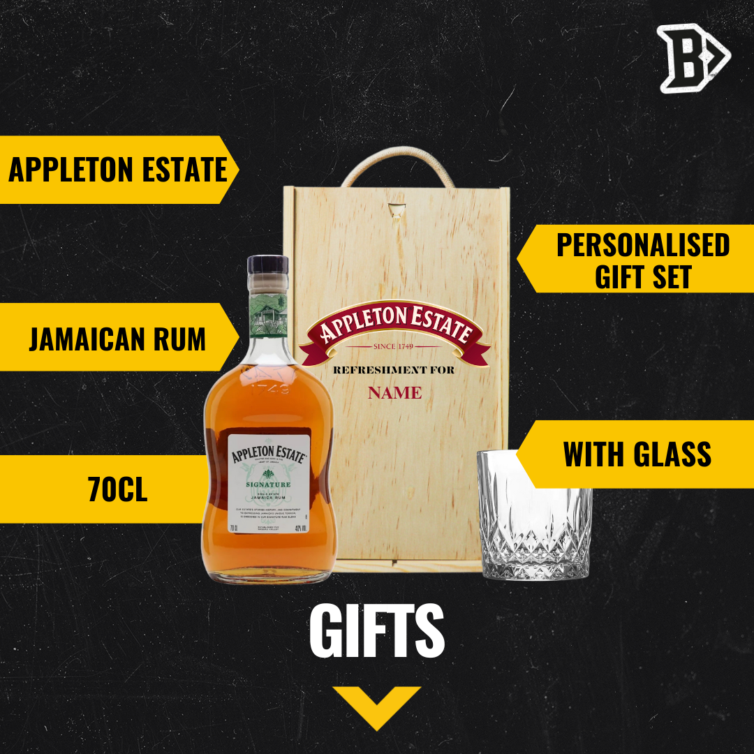 Personalised Appleton Estate Signature Jamaican Rum with Glass in Wooden Box Gift Set
