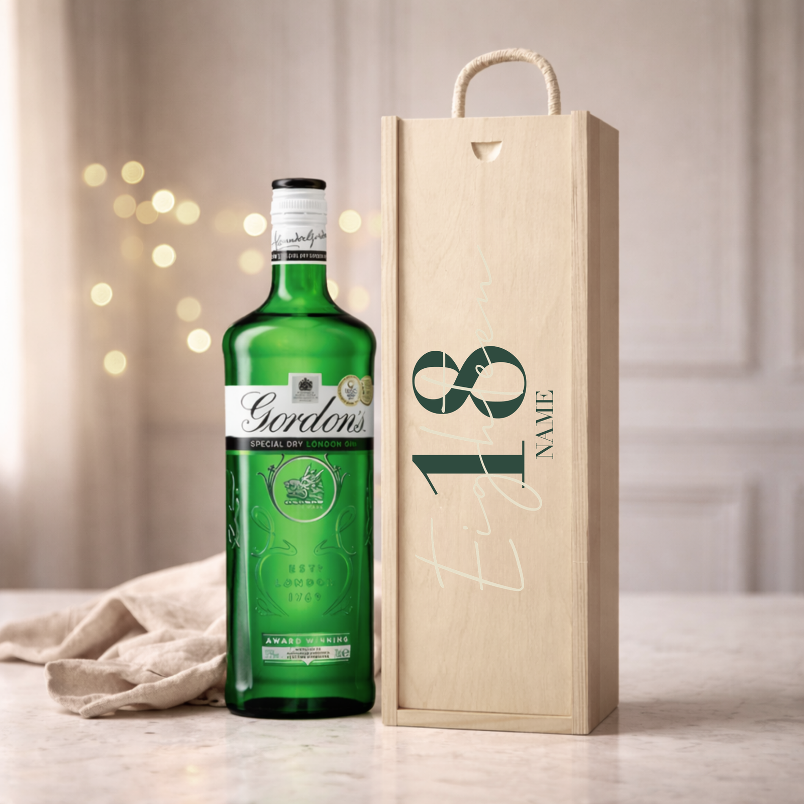 Personalised 18th Birthday Gin Gift Set – 70cl with Personalised Lid
