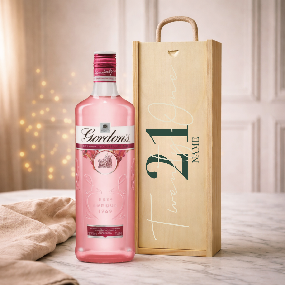 Personalised 21st Birthday Gin Gift Set – 70cl with Personalised Lid
