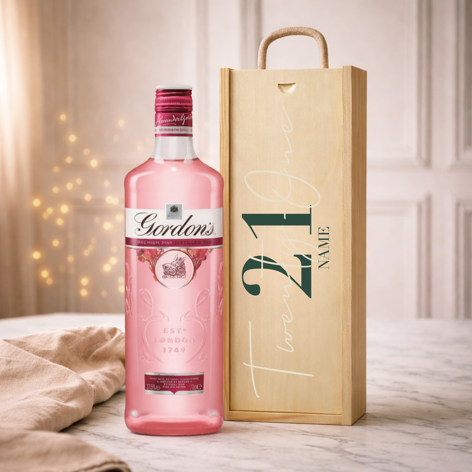 Personalised 21st Birthday Gin Gift Set – 70cl with Personalised Lid