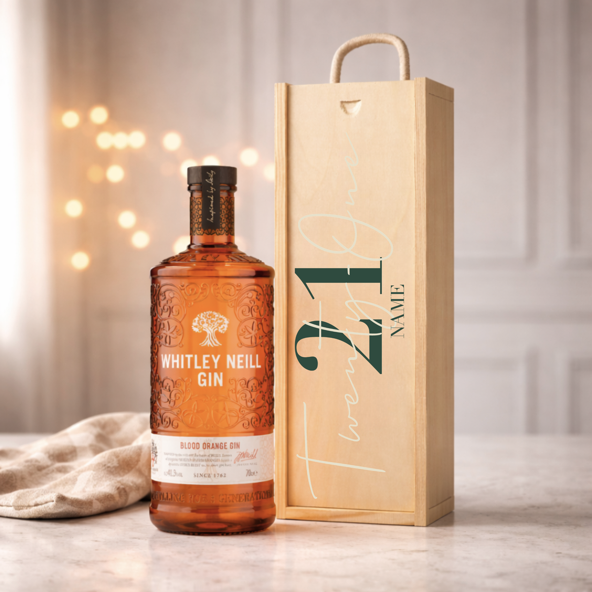 Personalised 21st Birthday Gin Gift Set – 70cl with Personalised Lid
