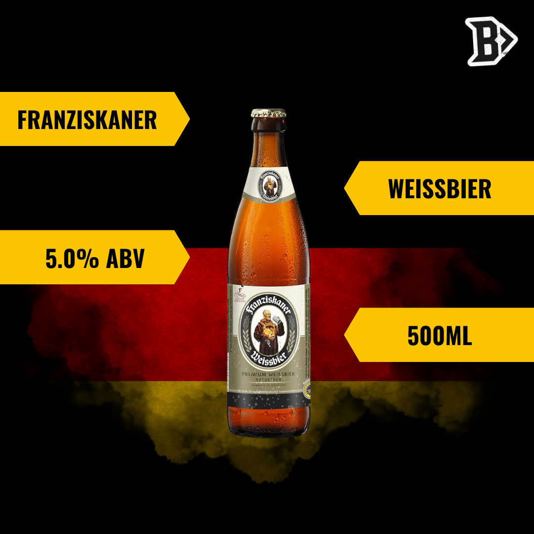 Franziskaner German Hefe-Weissbier 500ml Bottles - 5.0% ABV (12 Pack)