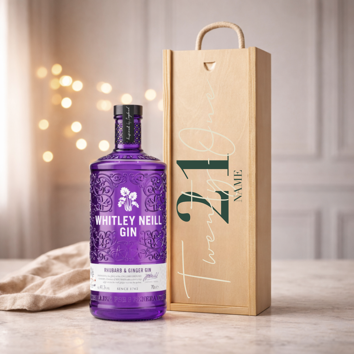 Personalised 21st Birthday Gin Gift Set – 70cl with Personalised Lid