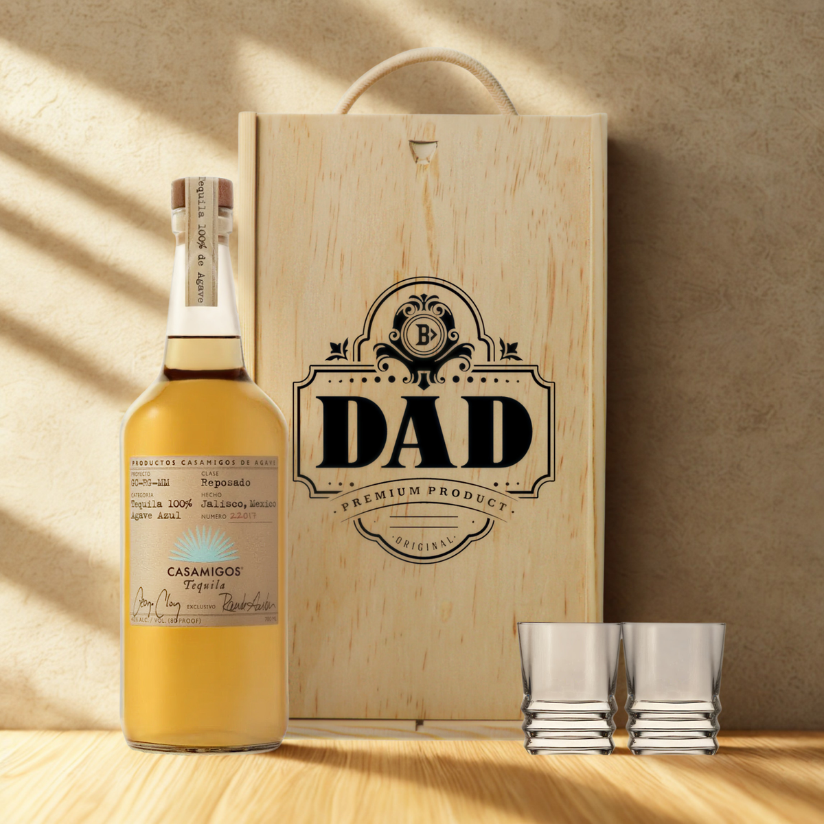 Best Dad Tequila Gift Set Premium Tequila with Shot Glasses – 70cl