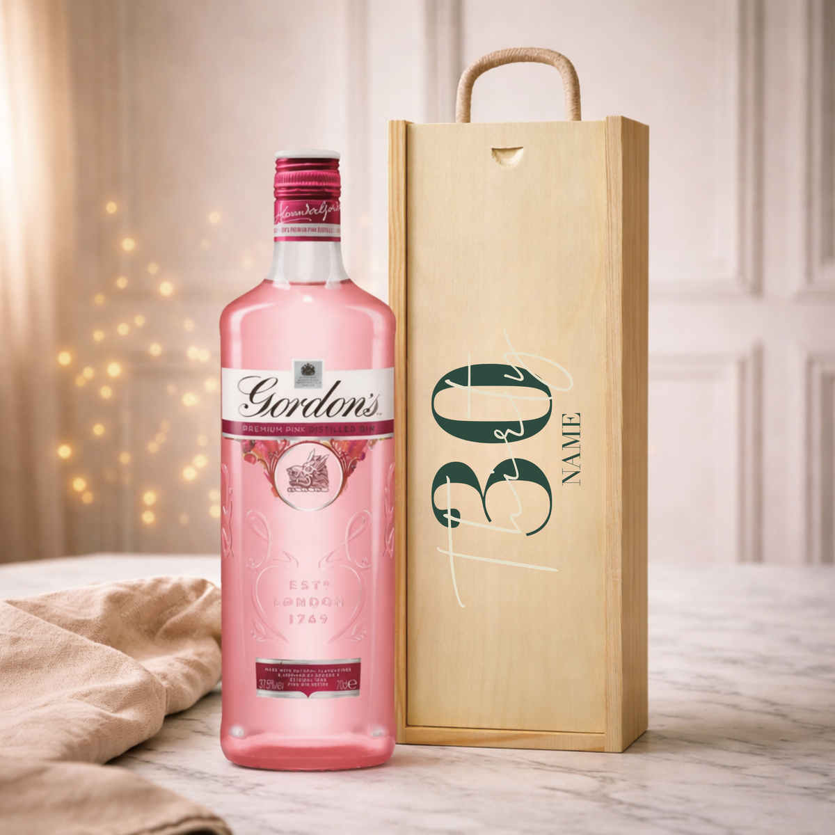 Personalised 30th Birthday Gin Gift Set – 70cl with Personalised Lid