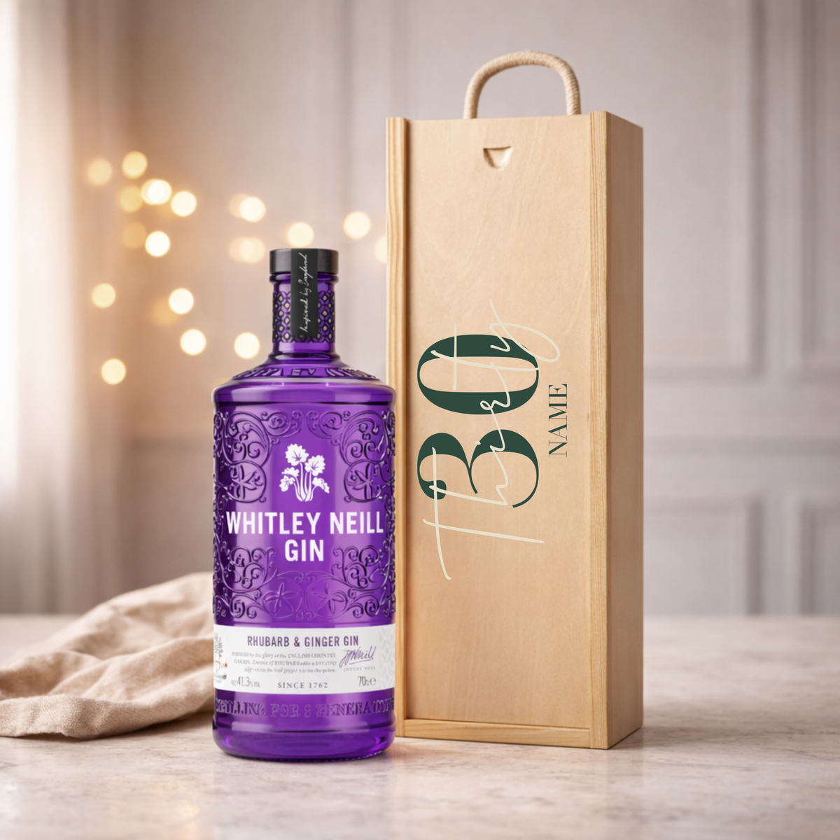 Personalised 30th Birthday Gin Gift Set – 70cl with Personalised Lid