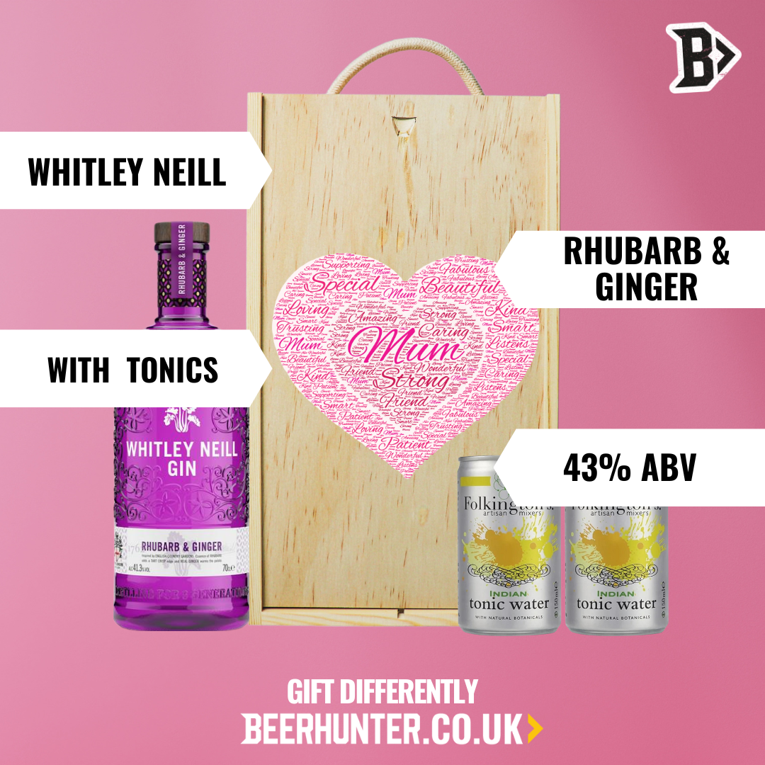 Mum Whitley Neill Rhubarb & Ginger Gin Gift Set with Folkington's Tonics (70cl)