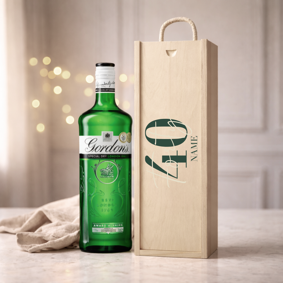 Personalised 40th Birthday Gin Gift Set – 70cl with Personalised Lid