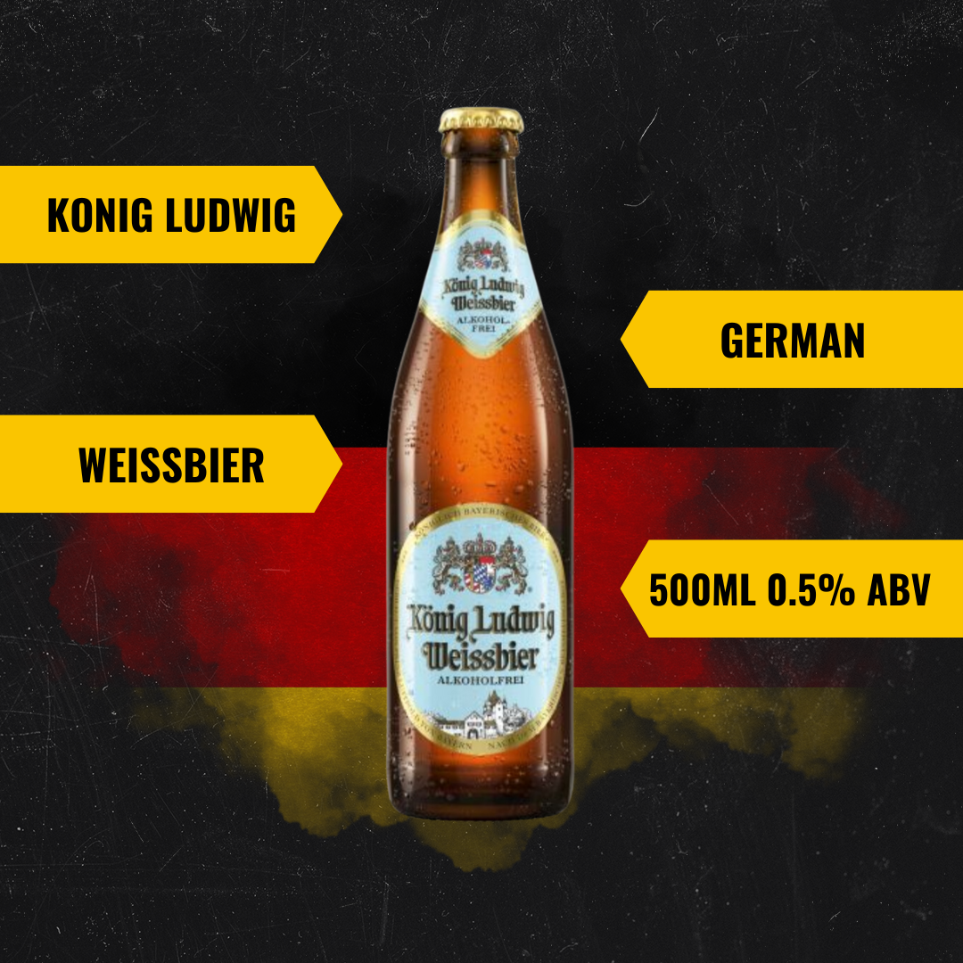 Konig Ludwig Weiss Alkoholfrei German Wheat Beer 500ml Bottles - 0.5% ABV (12 Multipack)