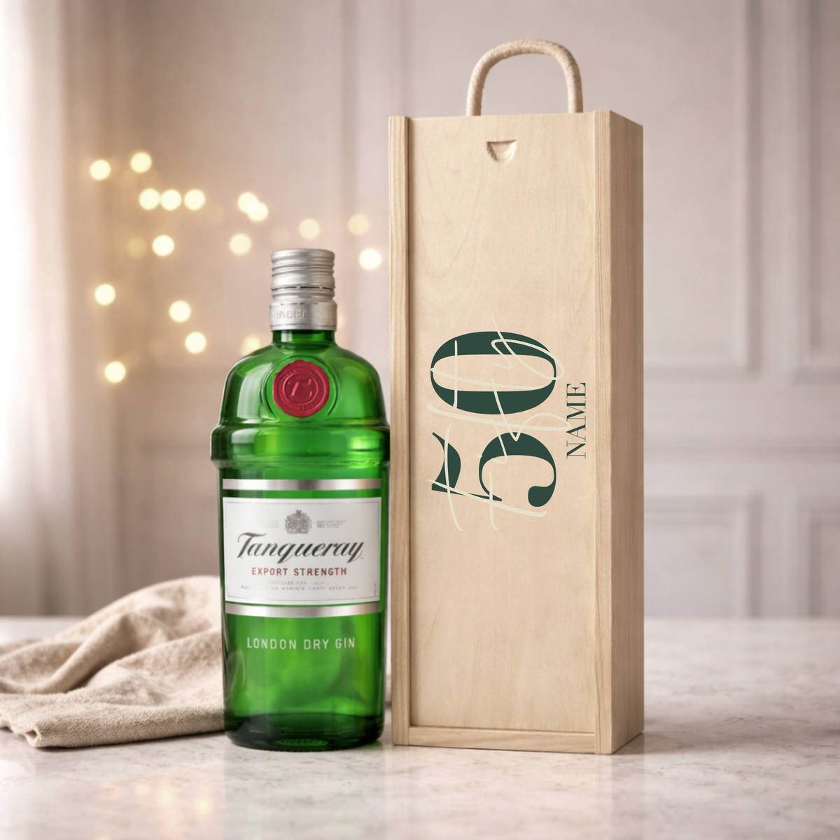 Personalised 50th Birthday Gin Gift Set – 70cl with Personalised Lid