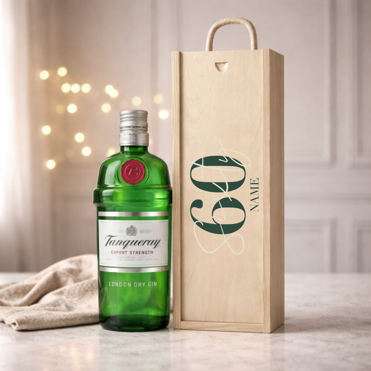 Personalised 60th Birthday Gin Gift Set – 70cl with Personalised Lid