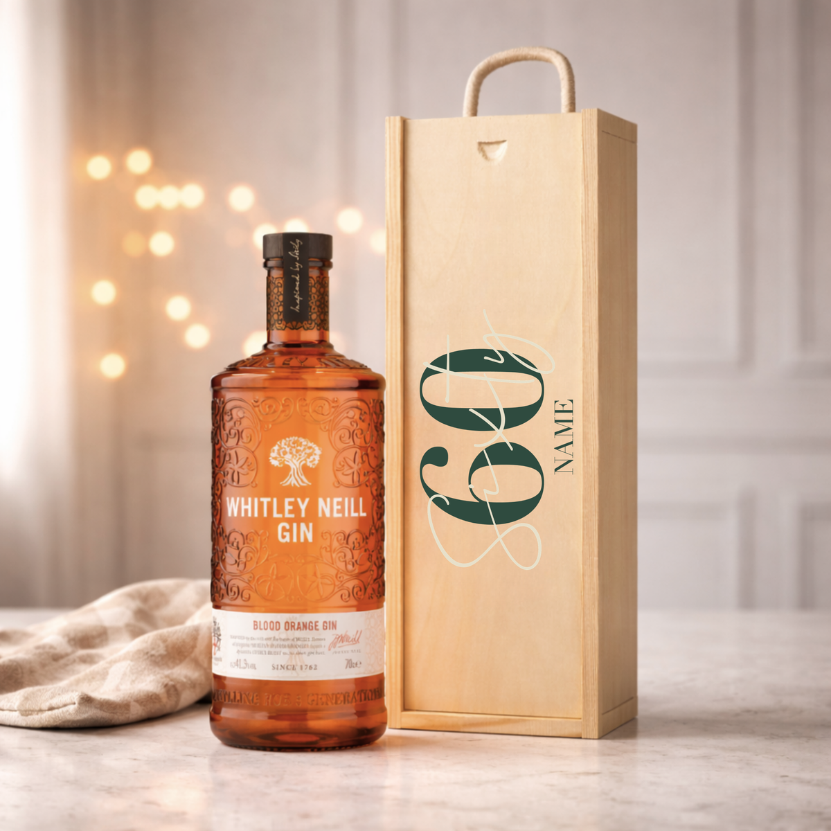 Personalised 60th Birthday Gin Gift Set – 70cl with Personalised Lid