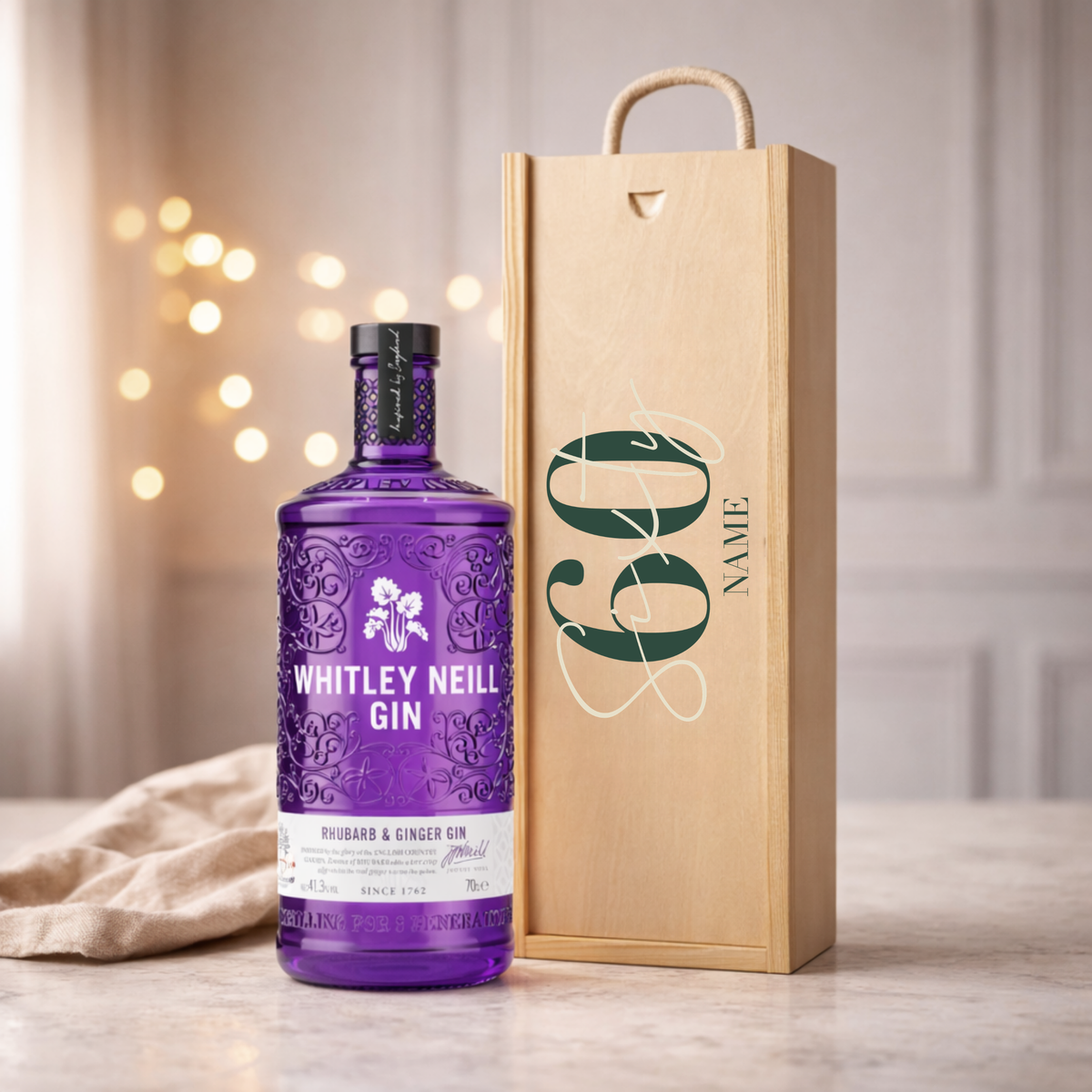 Personalised 60th Birthday Gin Gift Set – 70cl with Personalised Lid