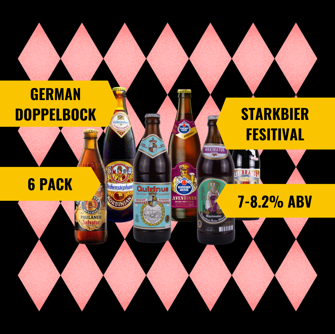 German Doppelbock Starkbier Festival Mixed Case (Augustiner, Paulaner, Ayinger, Schneider, Tegernseer & Weihenstephan) – 7–8.2% ABV (6 Pack)