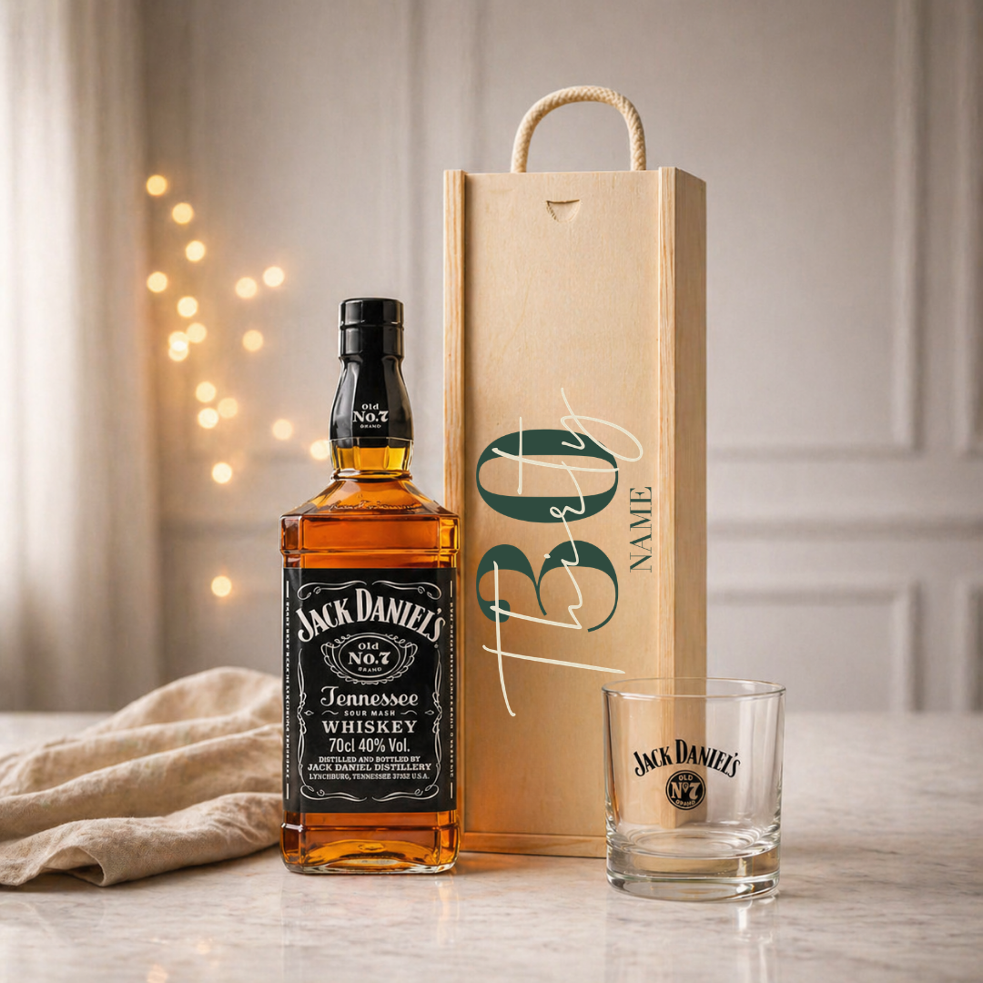 Personalised 30th Birthday Whisky Gift Set with Glass & Personalised Lid (Choose JD, Glenfiddich, Haig Club & More) – 70cl
